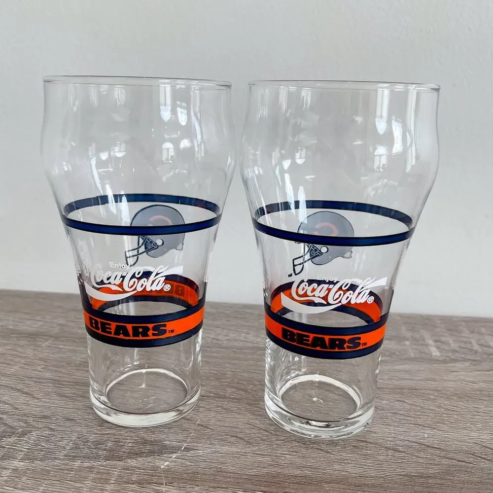 Vintage (set of 2) Chicago Bears Coca-Cola Drinking Glasses